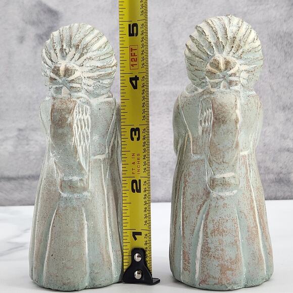 2 Vtg 5" Isabel Bloom Signed Choir Angels 1995 Candle holder cement art figures - Picture 5 of 7